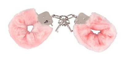 Розовые меховые наручники Love Cuffs Rose (Цвет: розовый)