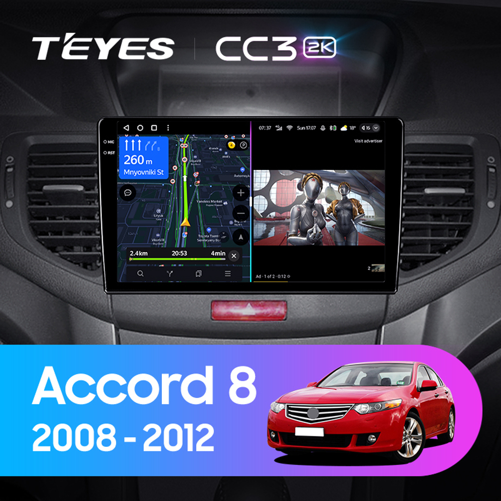 Teyes CC3 2K 9"для Honda Accord 2008-2012