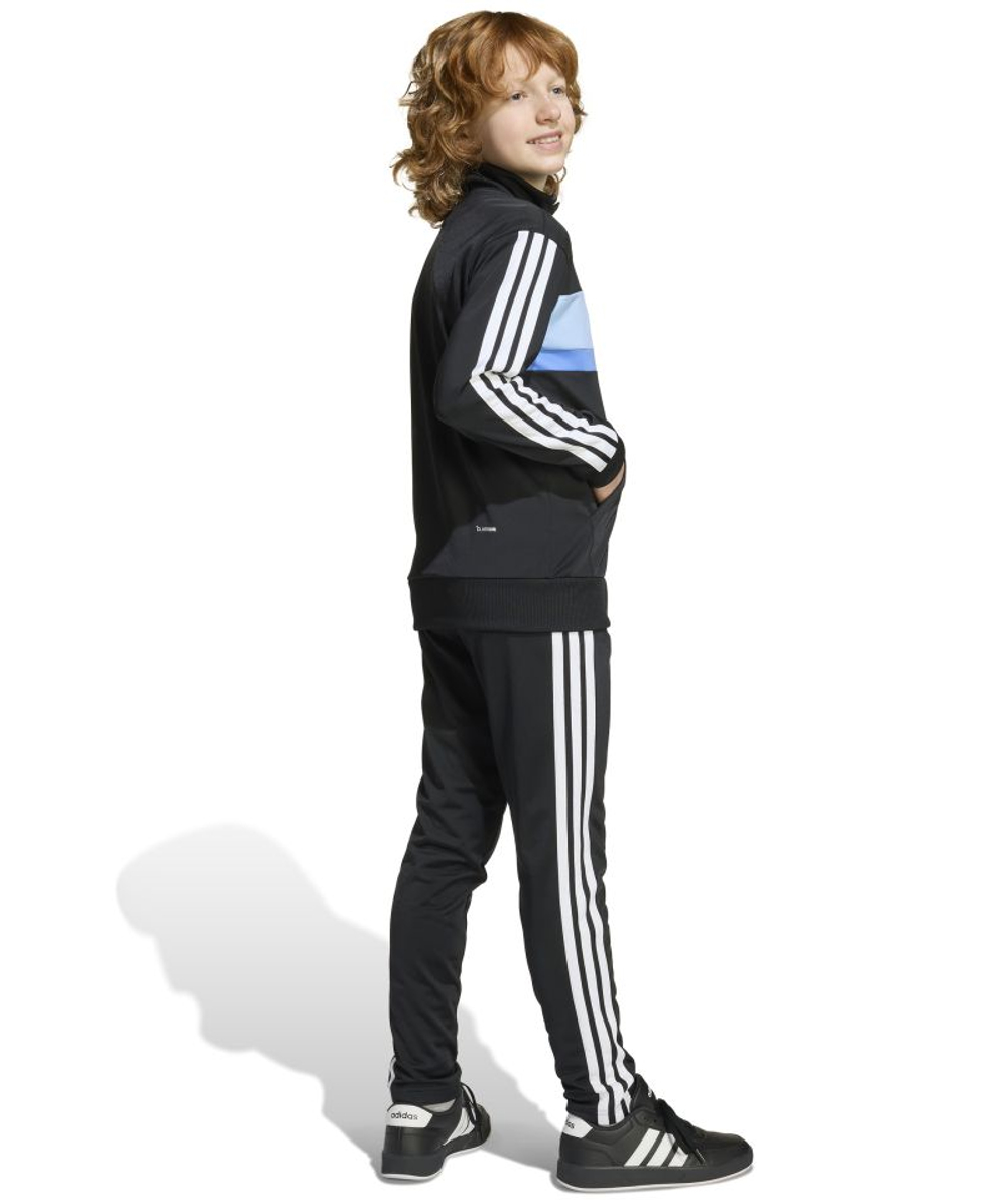 Подростковый спортивный костюм Adidas Kids 3-Stripes Tiberio - black/glow blue