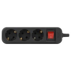 Колодка ЭРА KX-3es-B 3 розетки с заземлением с выключателем черная | Электротовары