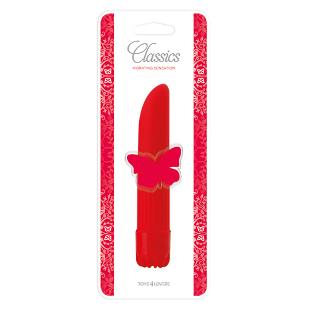 Красный мини-вибратор CLASSIC VIBE RED SMALL - 14 см. (Цвет: красный)