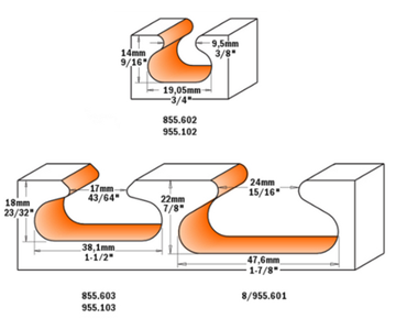 Фреза концевая  профильная D=38,1 I=20,7 S=8,0 R=6,00 CMT 955.103.11