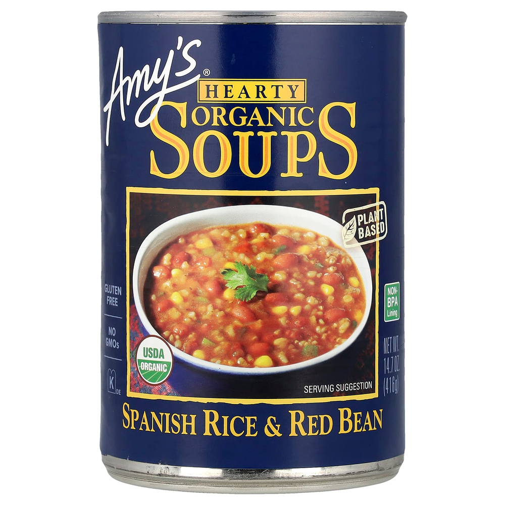 Amy's, Hearty Organic Soups, испанский рис и красная фасоль, 416 г (14,7 унции)