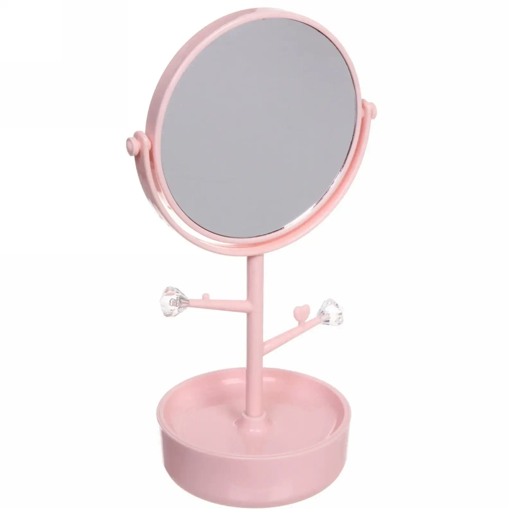 Зеркало настольное с органайзером для косметики «Beauty - Look», цвет розовый, 33*14.5см