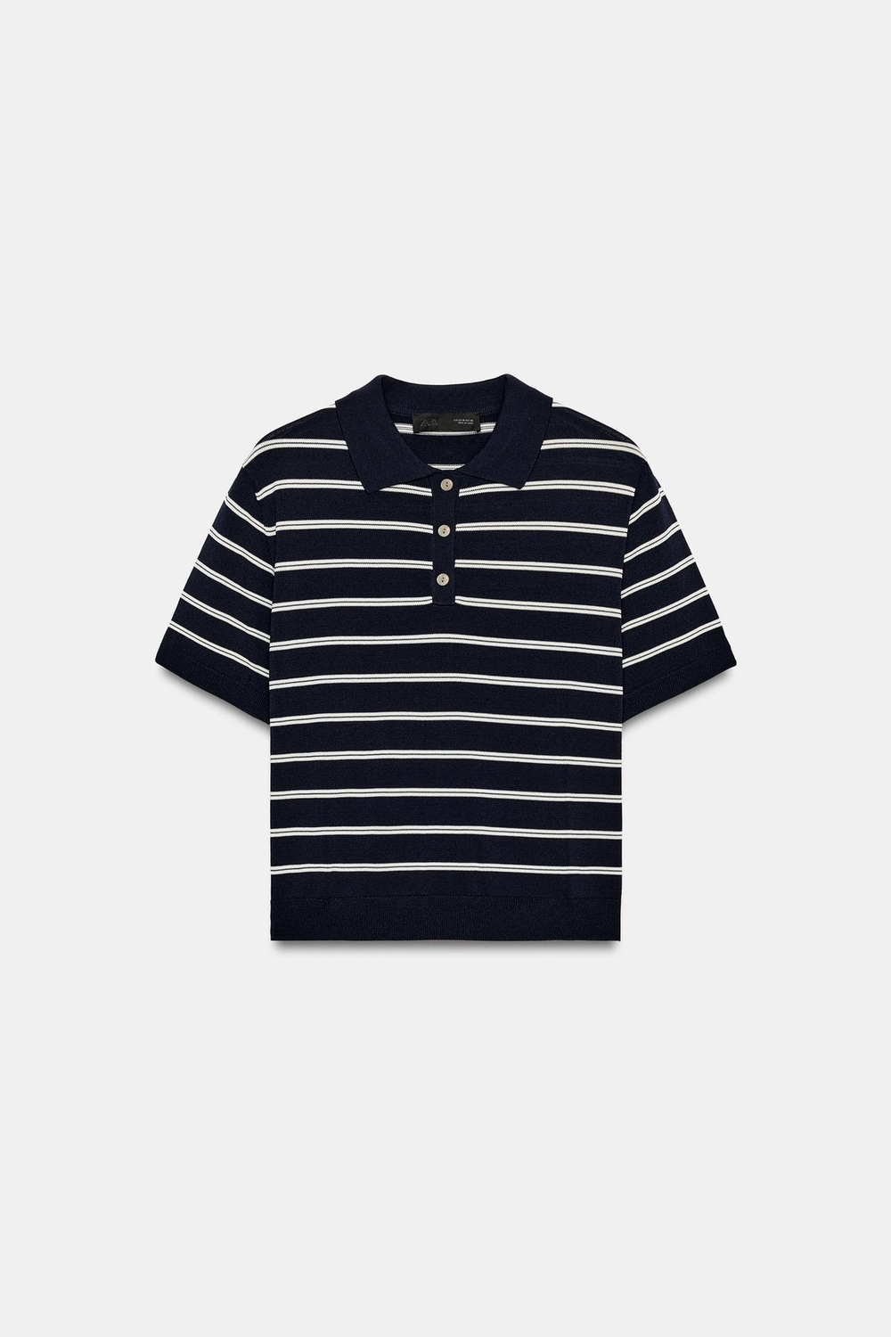 ZARA ТРИКОТАЖНОЕ ПОЛО В ПОЛОСКУ С КОРОТКИМ РУКАВОМ, МОРСКОЙ СИНИЙ