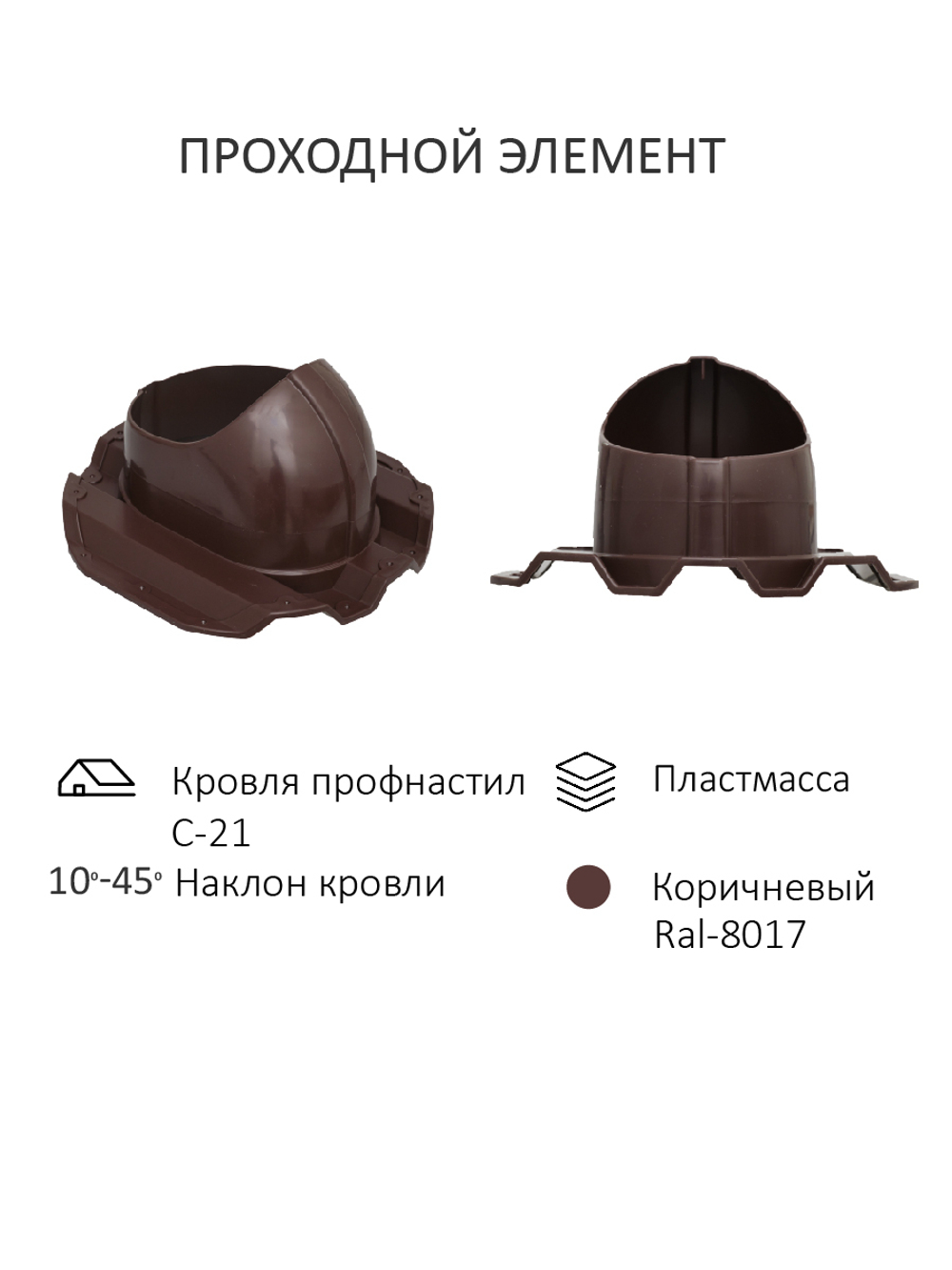 Комплект вентиляции: Вентиляционный выход изолированный D 150/160 мм высота H-500 серия Static, проходной элемент PROF-21 для металлопрофиля С21 серия Static, дефлектор статический (колпак) D 160 мм серии Static, Gervent