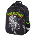 Ранец BRAUBERG QUADRO, 3 отделения, с брелком, "Tyrannosaur", светящийся рисунок, 37х28х18 см, 272021