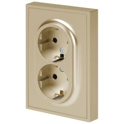 Розетка ЭРА Galaxy 15-2104-04 с заземлением двойная 2X2P+E Schuko 16А-250В IP20 шампань | Эра Galaxy