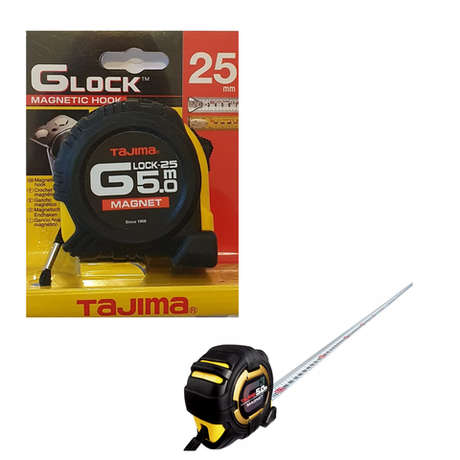 Рулетка японская длина 5 м ширина 25 мм с магнитным зацепом TAJIMA MAGNET L215Y GM550MT