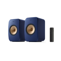 KEF LSX II Cobalt Blue активная беспроводная полочная акустическая система (пара) + напольные стойки KEF S1 Floor Stand (пара)