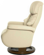Кресло реклайнер Relax Lux Electro S16099RWB, натуральная кожа кремовая (061), основание дерево темный орех (029)
