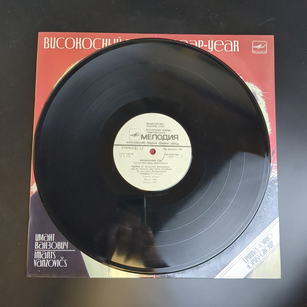 LP Opus / Группа Опус - Високосный Год. Песни Зигмара Лиепиньша. Виниловая пластинка 12 дюймов. Мелодия СССР 1987 год.