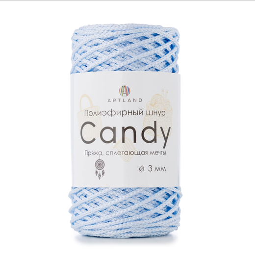 Полиэфирный шнур Candy 3 мм, 200 гр, 100м, св.голубой