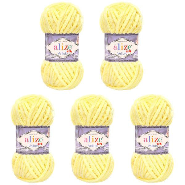 Пряжа Alize (Ализе) Velluto / уп.5 мот. по 100 г, 68м, 013 светлый лимон A