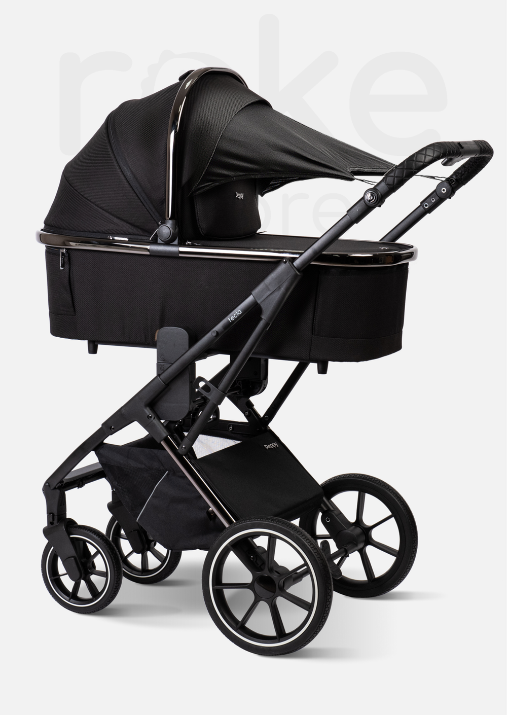 Peppy Коляска детская Tecla 2 в 1 Shadow Black Chrome Edition (Черный)