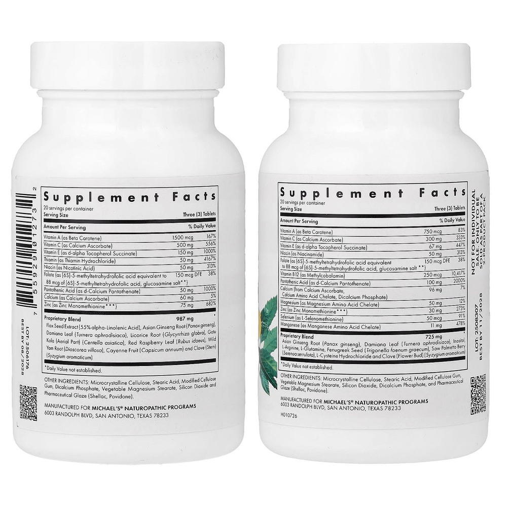 Michael's Health, Набор для мужского и женского репродуктивного фактора для пар, 2 флакона, 60 вегетарианских таблеток в каждом