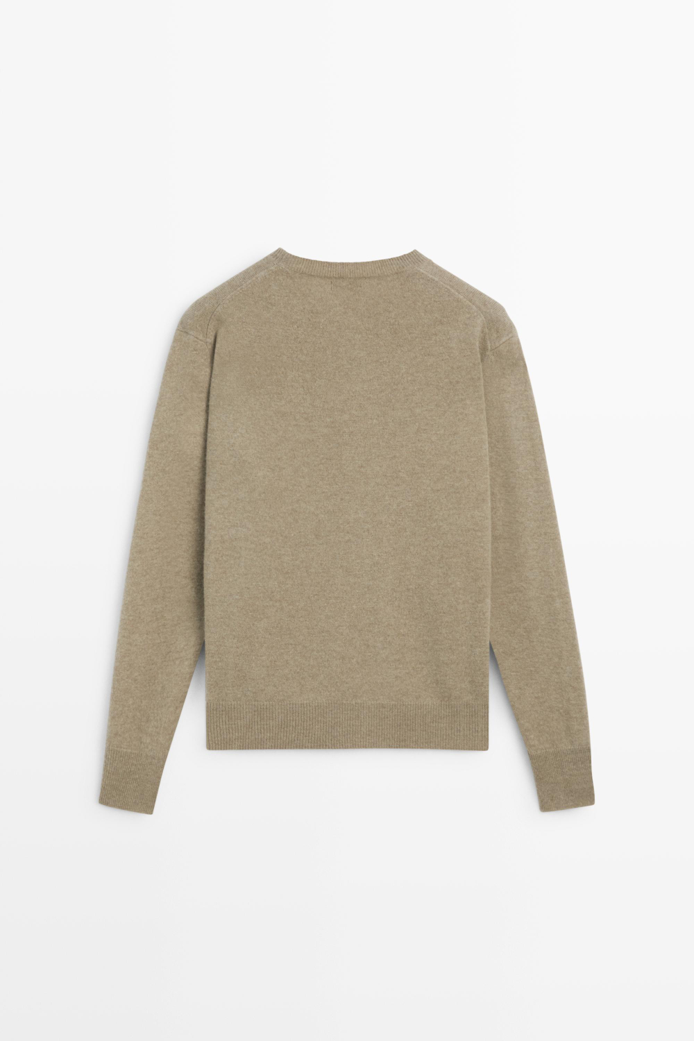 Massimo Dutti Вязаный свитер с круглым вырезом из смесовой шерсти, пестро-бежевый