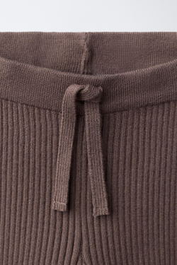 ZARA ТРИКОТАЖНЫЕ ЛЕГИНСЫ В РУБЧИК, КОРИЧНЕВЫЙ