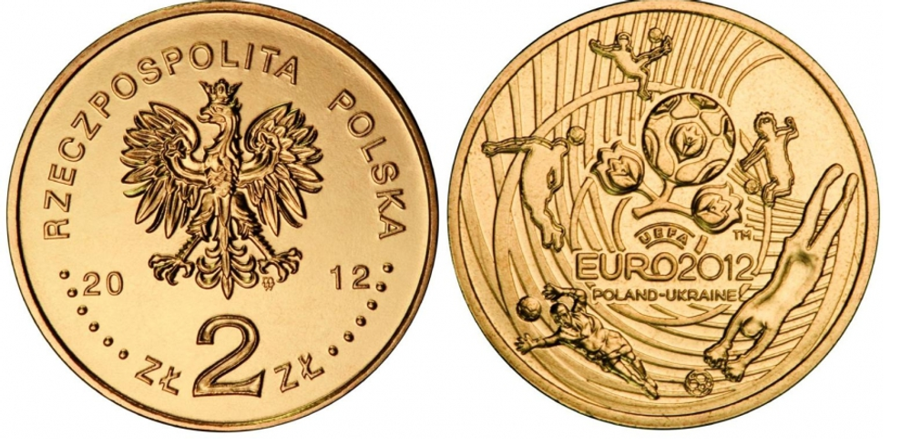 2 злотых. Евро по футболу в Польше и Украине. 2012 г. UNC