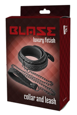 Черный ошейник с поводком COLLAR LEASH DIAMOND (Цвет: черный)