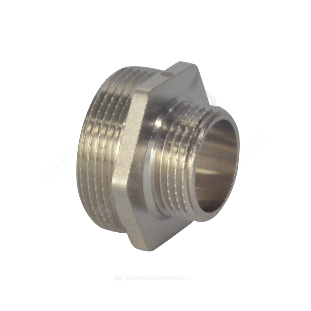 Ниппель латунь никель переходной Ду 32х20 (1 1/4"х3/4") НР SantechSystems