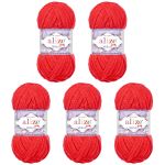 Пряжа Alize (Ализе) Velluto / уп.5 мот. по 100 г, 68м, 056 красный A