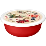Миска «Modena» 1,2л с крышкой с декором «Игрушки» (красный)