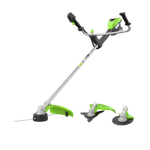 Триммер аккумуляторный Greenworks TB201H, 82V, 2,0 кВт, 46 см, c трехлопастным ножом и кусторезом, бесщеточный, с 1хАКБ 8 Ач и ЗУ (2112407UH)