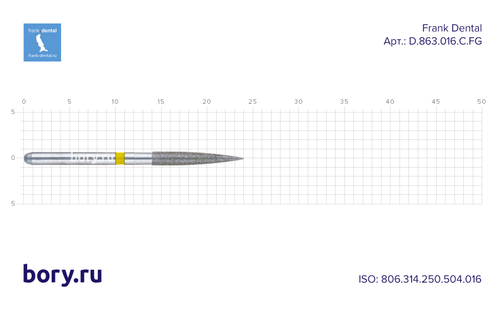 Бор алмазный желтый Frank Dental типа FG - D.863.016.C.FG