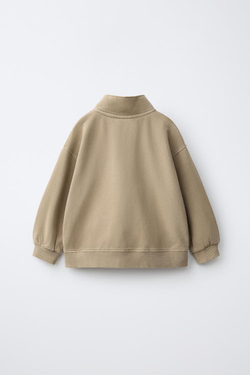 ZARA ОДНОТОННАЯ ТОЛСТОВКА НА МОЛНИИ, ПЕСОЧНЫЙ