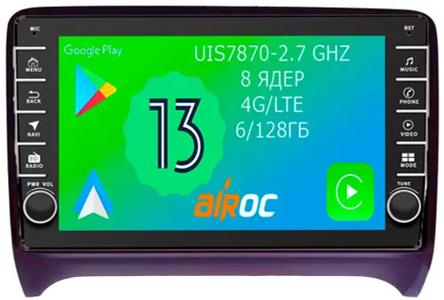 Магнитола для AUDI TT 2006-2014 (8J) - Airoc AB-3606 (кнопки и крутилки), Android 13, Быстрая, SIM-слот, CarPlay