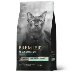 Сухой корм Premier Cat Lamb&Turkey Sterilised для стерилизованных кошек из свежего мяса ягненка с индейкой