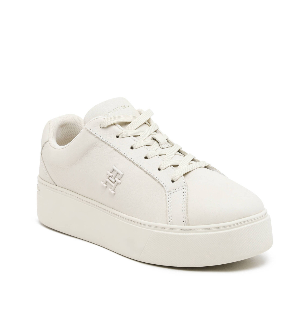 Кожаные кроссовки platform court sneaker Tommy Hilfiger - экрю(FW0FW07912)