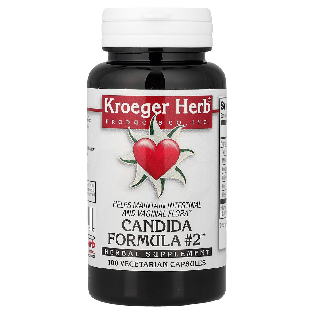 Kroeger Herb Co, Candida Formula #2™, 100 вегетарианских капсул