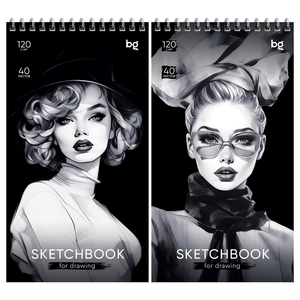 Скетчбук 40л. 105*195мм на гребне "Fashion Week" (BG)