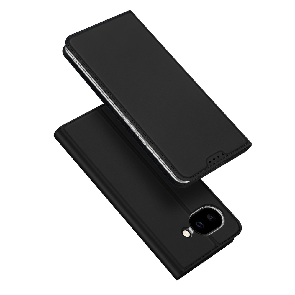 Чехол книжка из кожи черного цвета для Google Pixel 10a, серия Skin Pro Series от Dux Ducis
