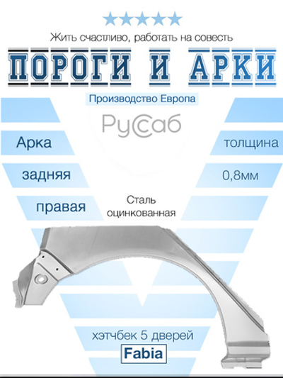 Арка правая Skoda Fabia 1999-2007 (Klokkerholm) хэтчбек