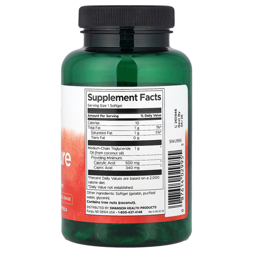 Swanson Vitamins, MCT Pure, 1000 мг, 90 мягких таблеток