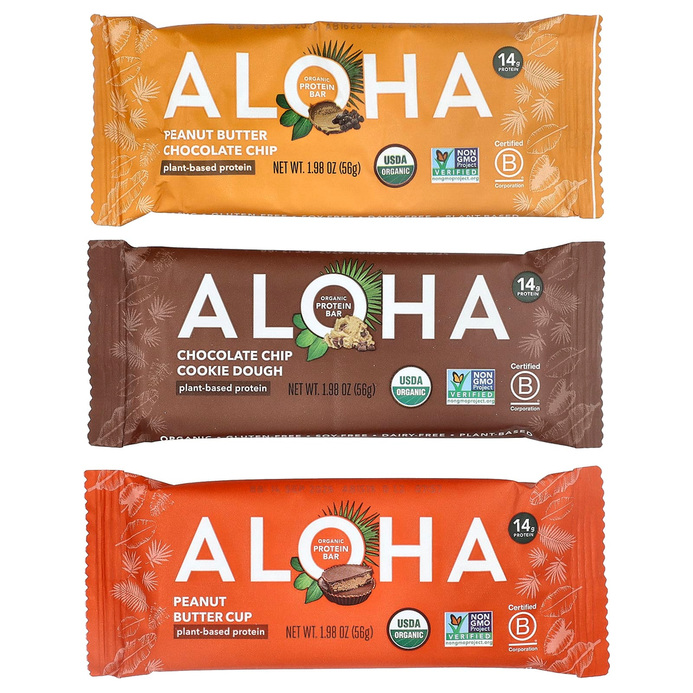 Aloha, Organic Protein Bars, Variety Pack, 12 Bars, 1.98 oz (56 g) Each