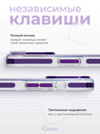 Чехол накладка iPhone 17 Pro Max / 18 Pro Max 6.9" Gurdini Ocean Case (1) Transparent фиолетовый