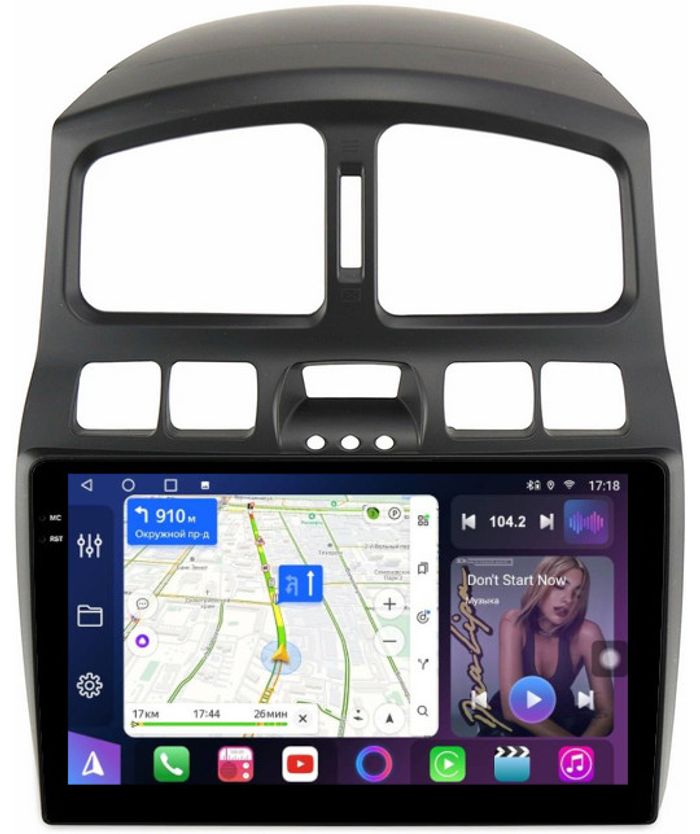 Магнитола для Hyundai Santa Fe 2000-2013 - FarCar S500-TS10 монитор 9.5" QLED на Android 14, Быстрая, CarPlay, 4G SIM-слот