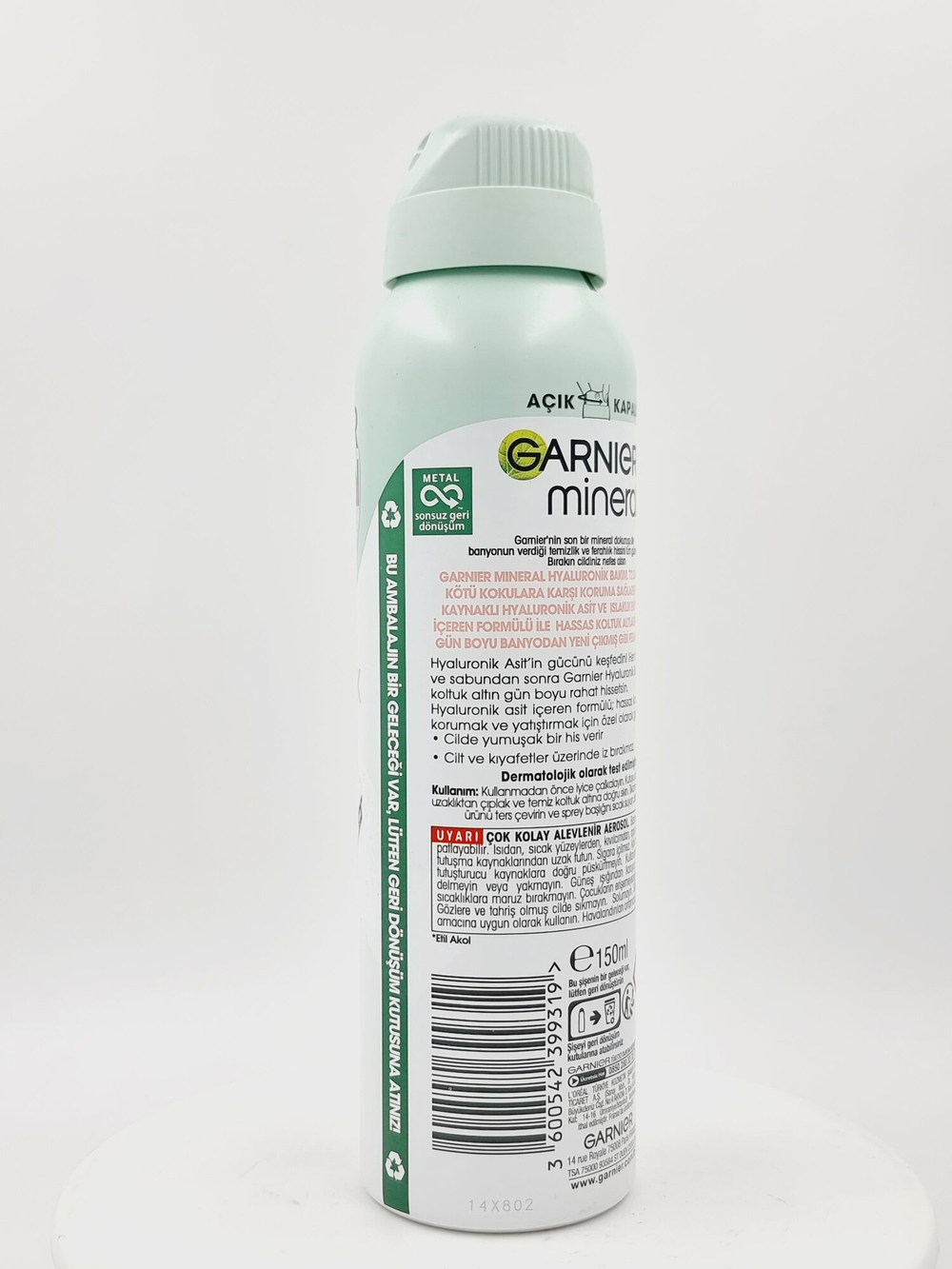 Дезодорант-спрей Garnier Mineral Hyaluronic Care 72 ч 150 мл (Франция)