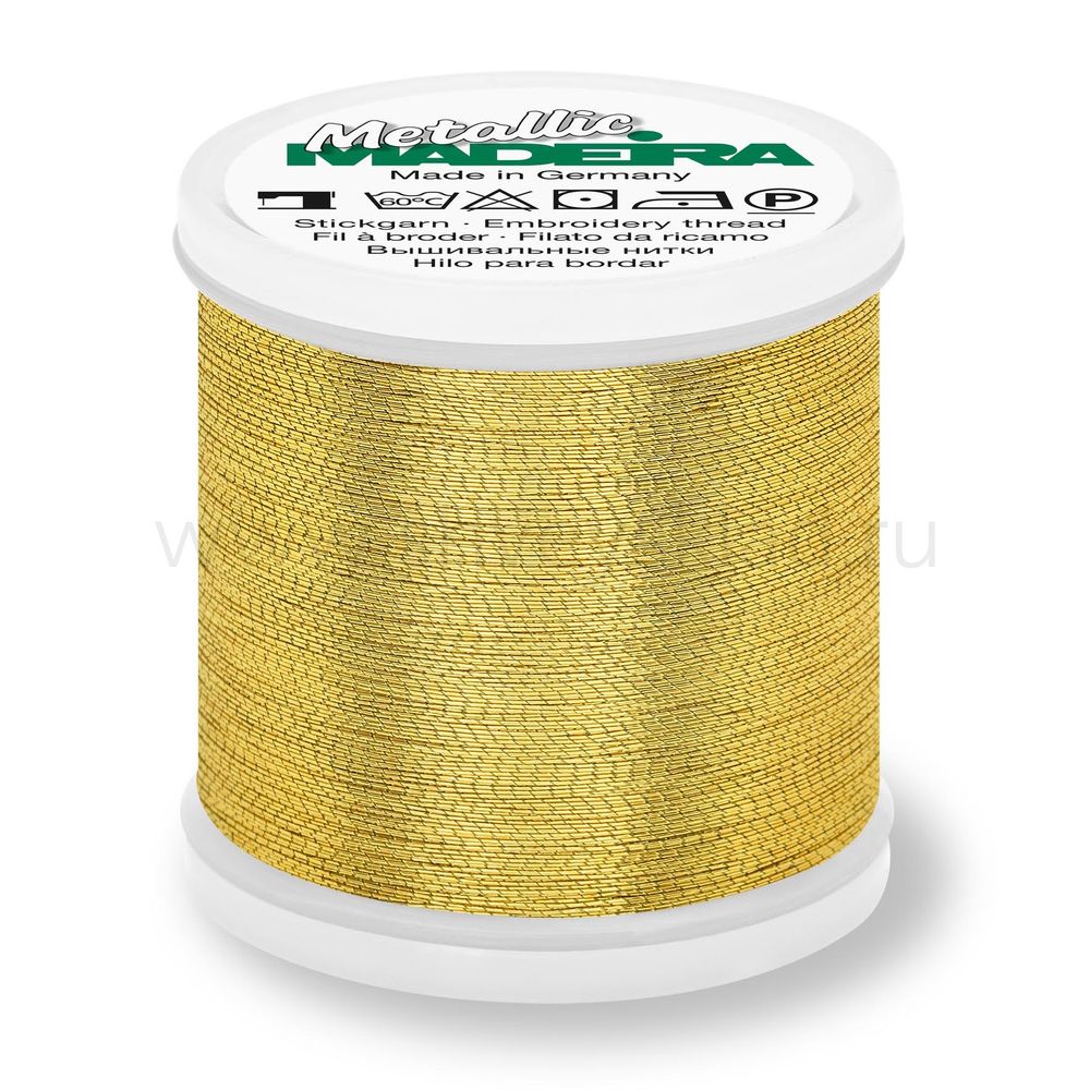 Нитки вышивальные металлизированные Madeira Metallic №40, 1000 м, цв. Gold 4, 9846, 5 катушек