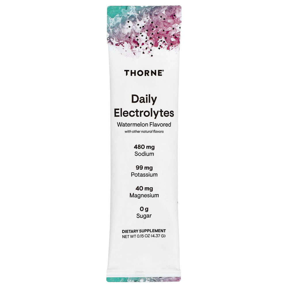 Thorne, ежедневные электролиты, со вкусом арбуза, 30 пакетиков по 4,37 г (0,15 унции)