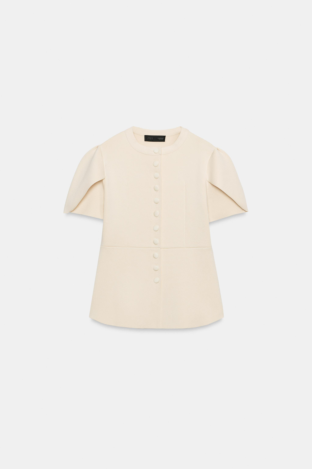 ZARA КАРДИГАН С ОБЪЕМНЫМИ РУКАВАМИ И РАЗРЕЗАМИ, ЭКРЮ