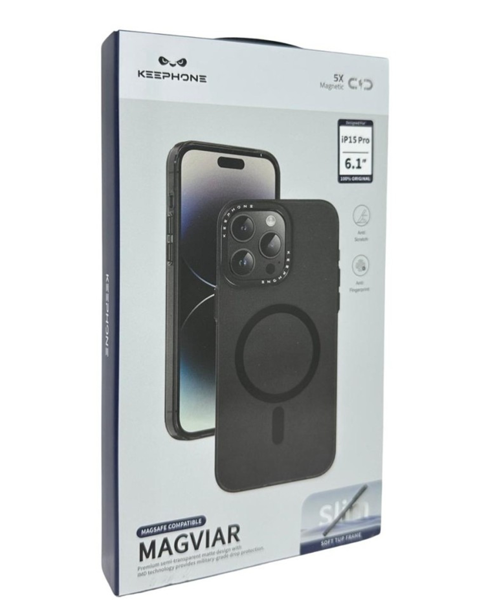 Накладка для i-Phone 15 Pro Keephone Magviar Magsafe черная
