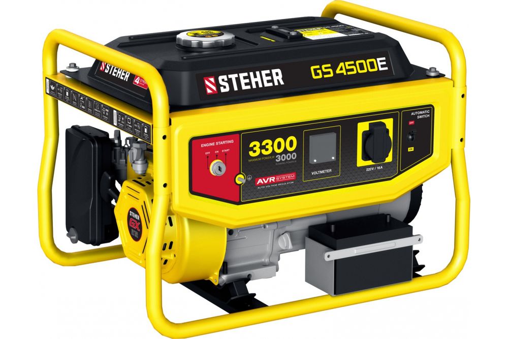 Генератор STEHER бензиновый с электростартером 3300 Вт GS-4500 E