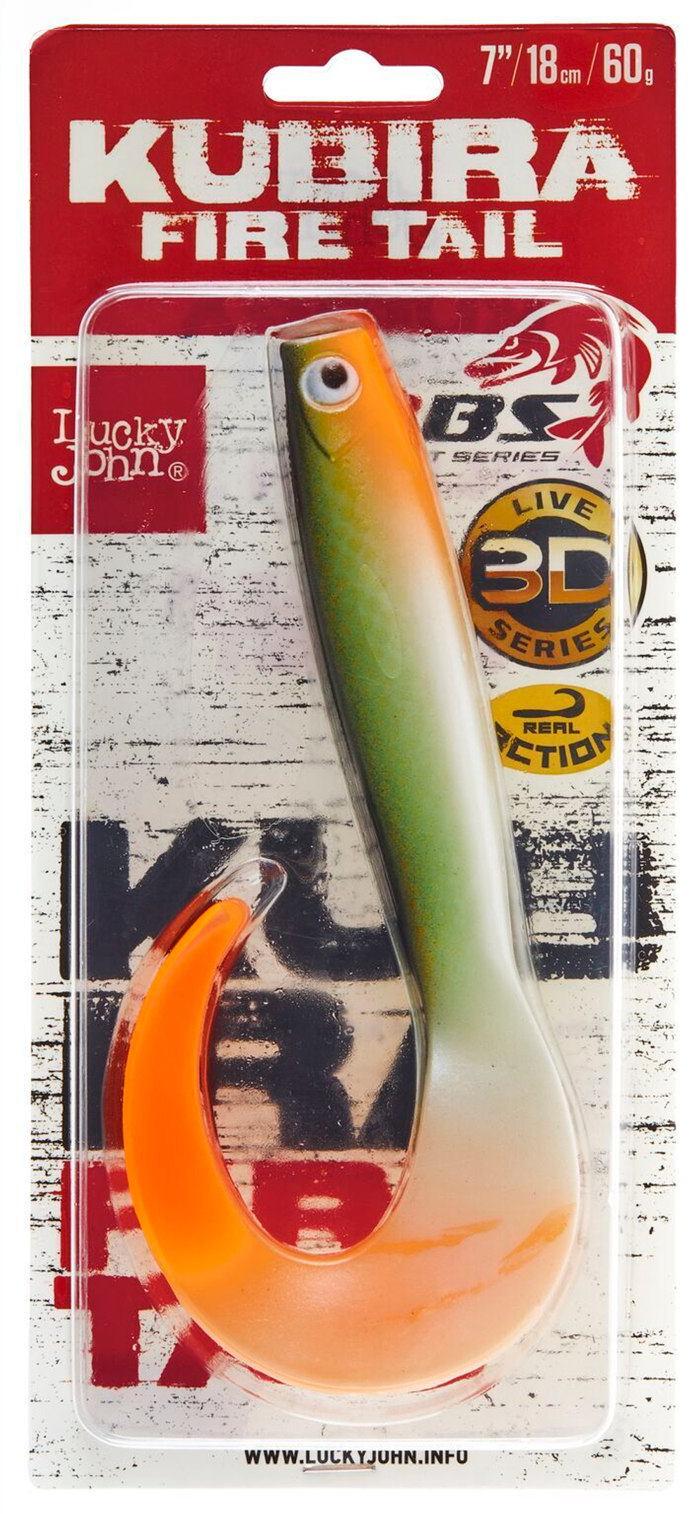 Виброхвост LJ 3D Series Kubira Fire Tail 7" (17,5 см), цвет PG43, 1 шт.
