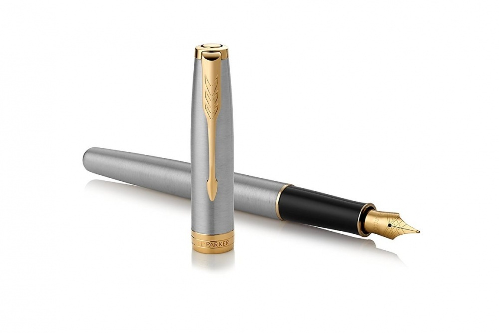 Перьевая ручка Parker Sonnet , Stainless Steel GT, перо: F цвет чернил: black, в подарочной упаковке