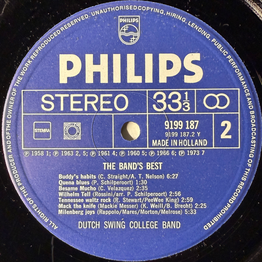 Dutch Swing College Band ‎– The Band's Best 2LP (Голландия 1977г.)